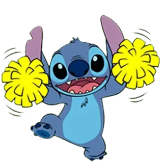 💃 Stitch Cheerleader, Cartoon, Alien, Disney, Süß, Pompons telegram sticker