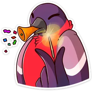 🎉 oiseau, pigeon, fête, soirée, confettis, étincelle, corne telegram sticker