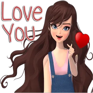 ❤ Love YOU amor, fofo, menina, coração, mensagem telegram sticker