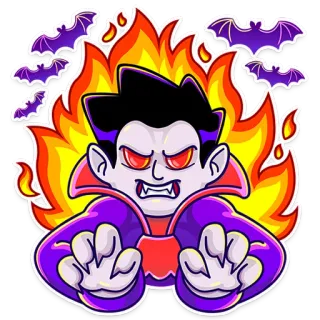😤 Dracula vampire, bats, halloween, monster, creepy, cartoon telegram sticker