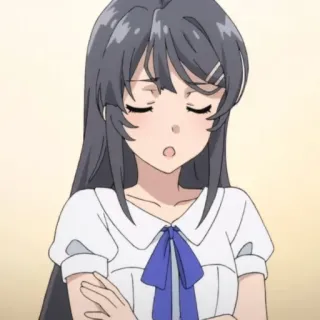 🪁 Mai Sakurajima Rascal Does Not Dream of Bunny Girl Senpai animé, fille, écolière, fatiguée, bras croisés telegram sticker