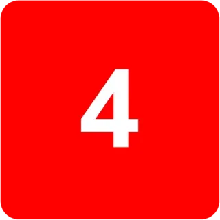 🟥 4 numero, rosso, bianco, cerchio, cifra telegram sticker
