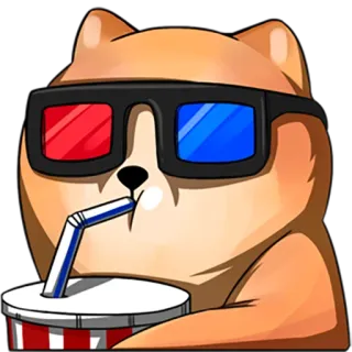 🎦 собака, 3D очки, фильм, содовая, напиток, развлечения, милый, животное telegram sticker