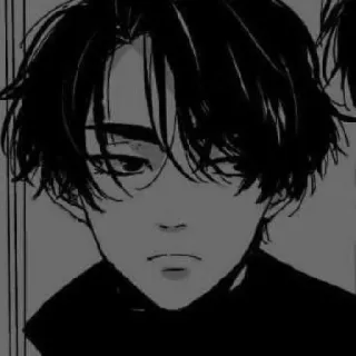 😵 Anime, Manga, Ragazzo, Capelli neri, Arte, Illustrazione telegram sticker