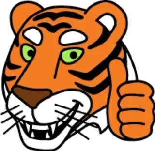 👍 tigre, animale, cartone animato, pollice in su, positivo, mammifero, adesivo whatsapp sticker