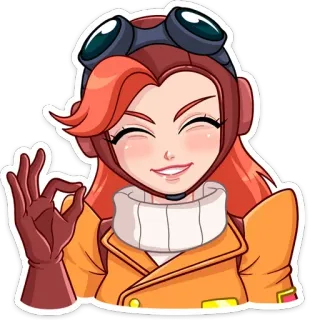 👌 การ์ตูน, ตัวละคร, ผู้หญิง, สตรีมพังก์, การบิน, ท่าโอเค telegram sticker