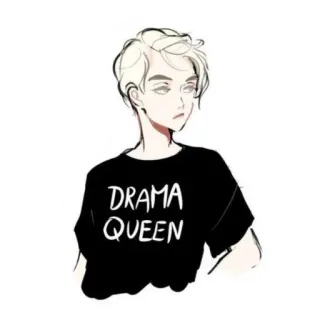 😱 DRAMA QUEEN drama, queen, t-shirt, cartoon, drawing, character telegram sticker