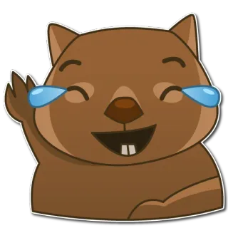 😂 Wombat, Emoji, Dibujo animado, Animal, Riendo, Llorando, Lágrimas telegram sticker