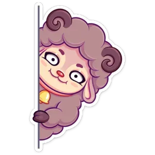 👀 cartone animato, pecora, animale, carino, campana telegram sticker