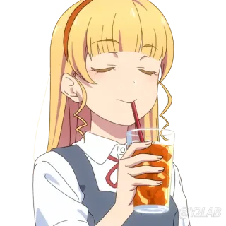 🥤 Y2LAB Аниме, Девушка, Напиток, Милый, Мультфильм, Иллюстрация whatsapp sticker