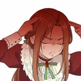 ☠ pensando, reflexionando, anime, chica, manga, dibujos animados, rojo, serio telegram sticker