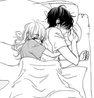 💤 マンガ, アニメ, カップル, 睡眠, ベッド, 恋愛 telegram sticker