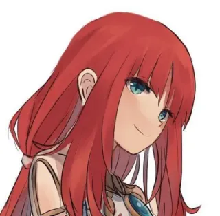 💧 animé, cheveux roux, personnage, femme, fille, illustration whatsapp sticker