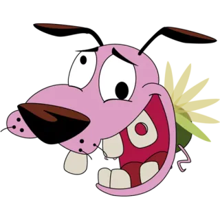 😁 Courage Courage the Cowardly Dog chien, dessin animé, effrayé, rose, animation, courage telegram sticker