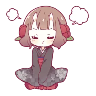 🤔 anime, dziewczyna, zła, kimono, słodka telegram sticker