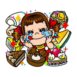 🤩 девушка, плачет, еда, торт, десерт, аниме whatsapp sticker