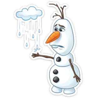 🌧 Olaf Frozen Olaf, Frozen, Muñeco de nieve, Dibujos animados, Lluvia whatsapp sticker
