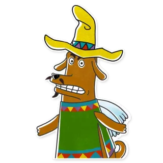 😱 cachorro, desenho animado, sombrero, mexicano, poncho telegram sticker