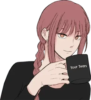 ☕ Makima Chainsaw Man Your Tears Anime, Manga, Makima, Chainsaw Man, Café, Taza, Lágrimas telegram sticker