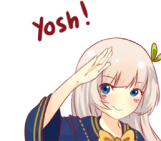 🙂 yosh! Anime, Sapa, Semangat, Kartun, Gadis, Senang, Ilustrasi telegram sticker