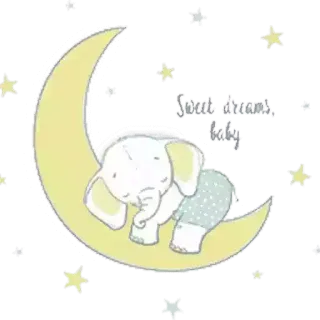 😊 Sweet dreams baby sleepy, elephant, moon, baby, stars, dreams telegram sticker