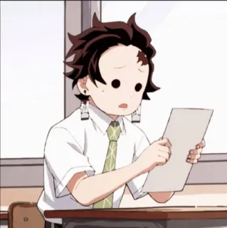 🔳 Tanjiro Kamado Demon Slayer 애니메이션, 탄지로, 귀멸의 칼날, 교복, 만화, 충격 telegram sticker