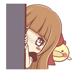 🍞 Аниме, Девушка, Мило, Прячется, Подглядывает, Каваий telegram sticker