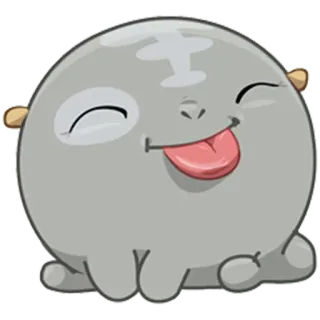 😛 binatang, lucu, stiker, kartun, bulat, abu-abu whatsapp sticker