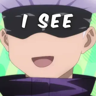 👀 I SEE Anime, Gojo, Isekai, opaska na oczy, fioletowe włosy telegram sticker
