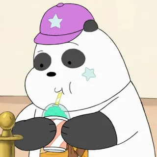 🥣 Panda We Bare Bears мультфильм, медведь, панда, милый, напиток, Мы обычные медведи, Cartoon Network whatsapp sticker