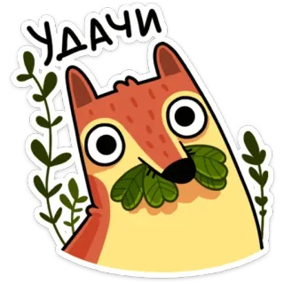 ☘️ УДАЧИ volpe, animale, cartone animato, foglie, carino, buona fortuna whatsapp sticker