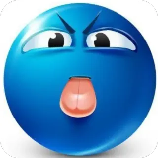 🫥 emoji, blue, face, tongue, angry, expression telegram sticker