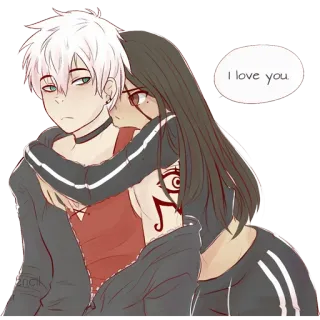 ❤️ I love you. 사랑, 커플, 애정, 포옹, 애니, 로맨스, 관계 whatsapp sticker