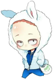😶 MART Мультфильм, Аниме, Чиби, Кролик, Милый, Шопинг whatsapp sticker