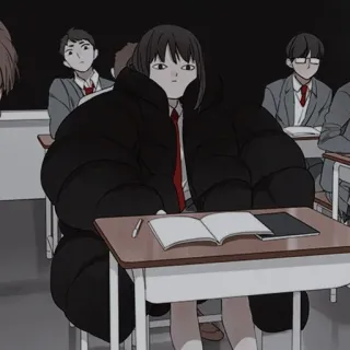 ✖️ anime, school, classroom, student, girl, jacket, korean, classroom telegram sticker