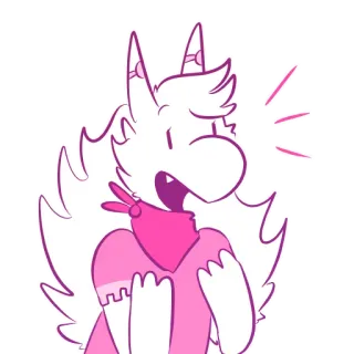 😀 Kreskówka, Furry, Postać, Różowy, Biały, Słodki telegram sticker