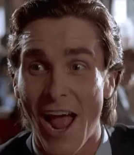 😆 Patrick Bateman American Psycho American Psycho, Patrick Bateman, Christian Bale, Film, Thriller, Psychothriller, Horror whatsapp sticker