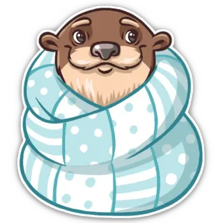 😊 lontra, animale, carino, coperta, mammifero, lontra marina telegram sticker