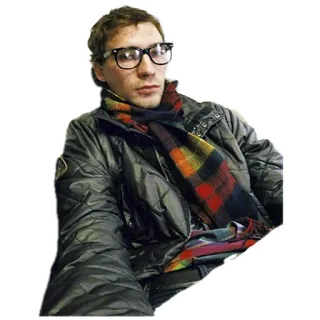 😶 man, sjaal, bril, jas, portret, persoon telegram sticker