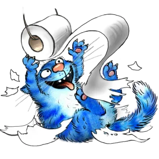 🧻 gatto, carta igienica, blu, giocoso, cartone animato, divertente telegram sticker