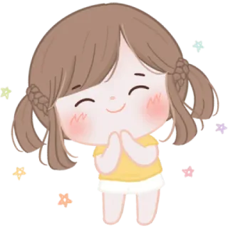 🧸 cute, girl, anime, cartoon, happy, sparkles whatsapp sticker