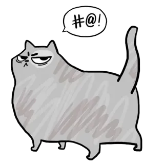 ☹ #@! gatto, arrabbiato, imprecazioni, cartone animato, animale, offensivo telegram sticker