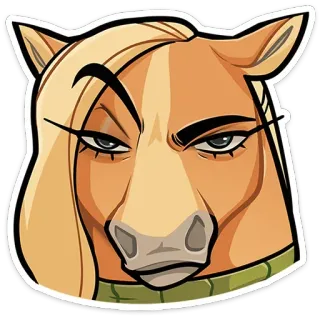 😒 koń, zwierzę, kreskówka, naklejka, ilustracja, koński, postać telegram sticker