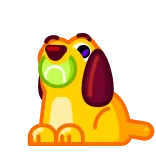 😲 cão, animal de estimação, animal, fofo, desenho animado, bola de tênis whatsapp sticker