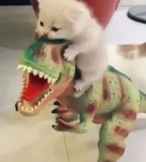 🥱 kätzchen, katze, dinosaurier, spielzeug, tier, niedlich, haustier telegram sticker