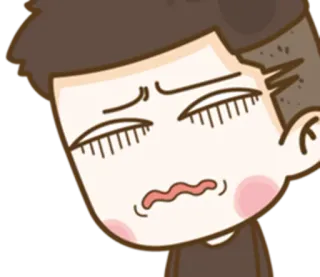 😖 dessin animé, visage, expression, agacé, dégoûté, personnage, masculin telegram sticker