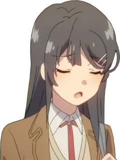 😩 Mai Sakurajima Rascal Does Not Dream of Bunny Girl Senpai anime, girl, brunette, school uniform, sleepy, sakurajima telegram sticker