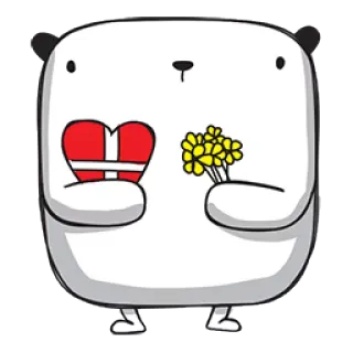 😍 Bär, Cartoon, süß, Geschenk, Blumen, Herz telegram sticker