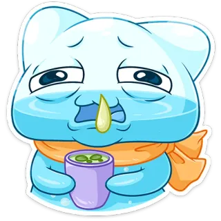 ⭐ sick, cold, flu, ill, cartoon, character, cough, tissue telegram sticker