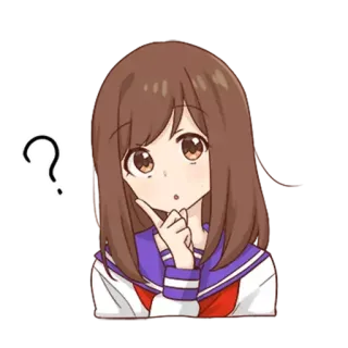 🤔 Ragazza anime, Punto interrogativo, Pensando, Incertezza, Cartone animato, Confusione telegram sticker